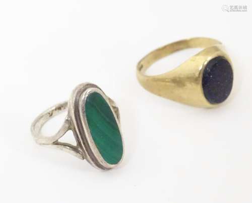 A 9ct gold signet ring, together with a silver rin…