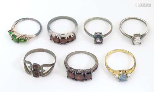 Seven assorted silver rings to include a silver gi…