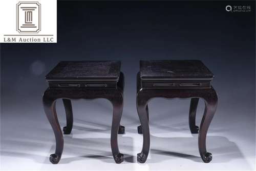 A Pair of Chinese Zitan Wood Tables