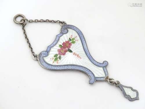 An Art Nouveau silver and guilloche enamel pendant…