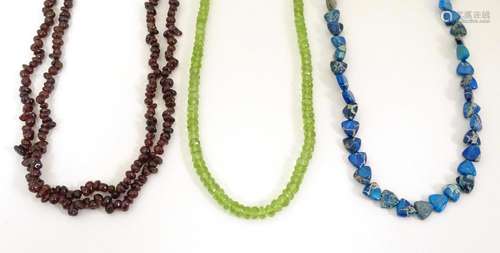 Three various bead necklace to include one of turq…