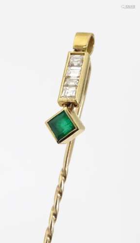 A 18ct gold stick pin / brooch set with diamonds a…