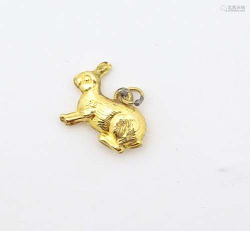 A 9ct gold pendant charm formed as a rabbit. appro…