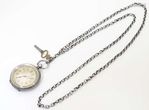 A Continental silver cased pocket / fob watch the …