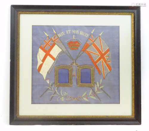 Militaria: an early 20thC commemorative silk needl…