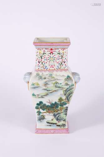 Famille Rose Square Vase