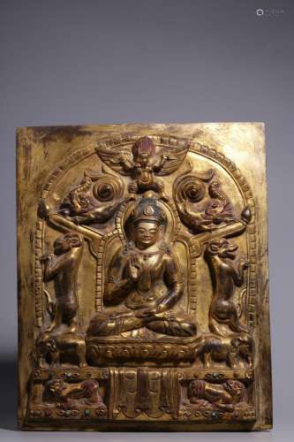 Gilt Copper Buddha Panel