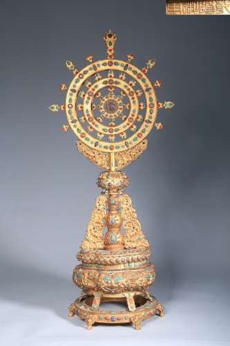Gilt Copper Dharmacakra