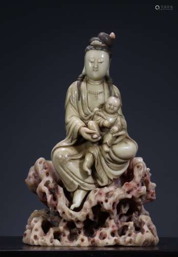 Shoushan Ross Quartz Avalokitesvara Ornament