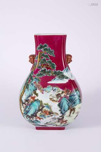 Famille Rose Square Zun Vessel