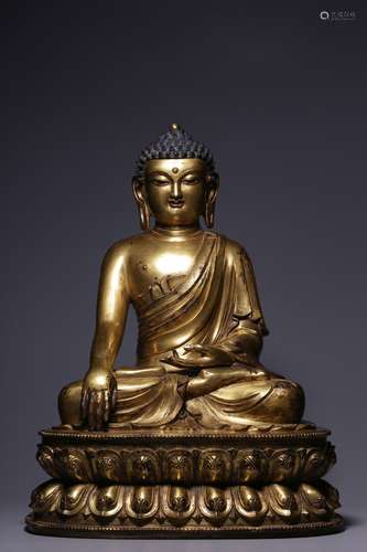 Gilt Copper Seated Sakyamuni