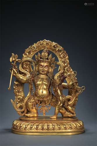 Gilt Copper Bodied Statue of Dharmapalas