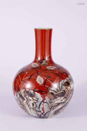 Globular Vase on Red Ground