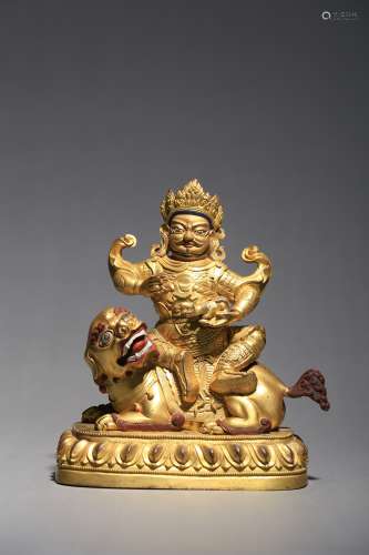 Gilt Copper Statue of Huang, the God of Wealth