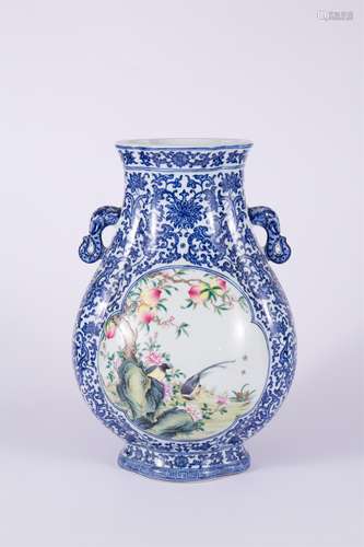 Blue-and-white Famille Rose Vase