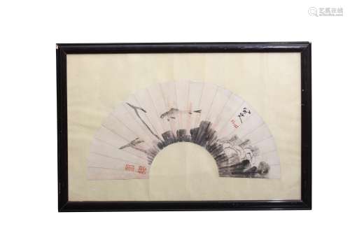 Paper Fan Painting by Zhu Da（with frame）