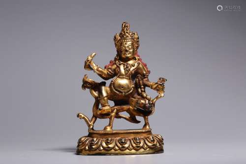 Gilt Copper Seated God of Wealth
