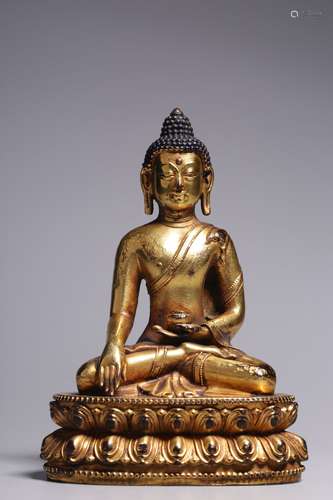 Gilt Copper Seated Sakyamuni