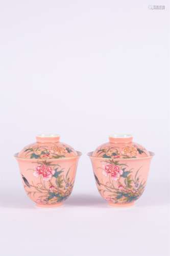 Enamel Lidded Bowl on Red Ground