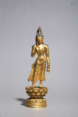 Gilt Copper Statue of Avalokitesvara