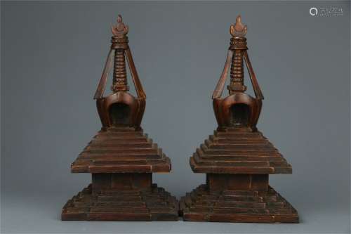 A Pair of Eaglewood Stupas