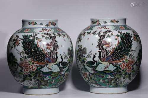 A Pair of Polychrome Pots