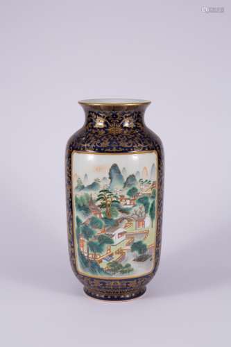 Gold-Outlined Ji-Blue Glazed Vase