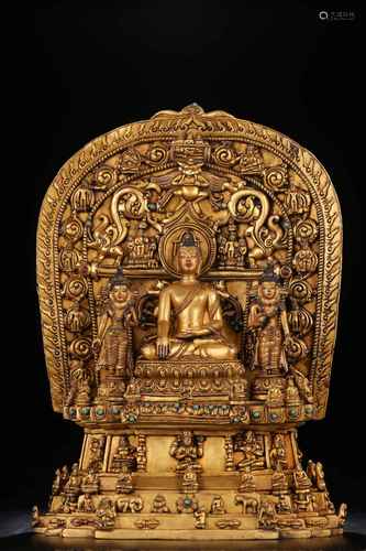 Gilt Copper Three Sages of Huayan