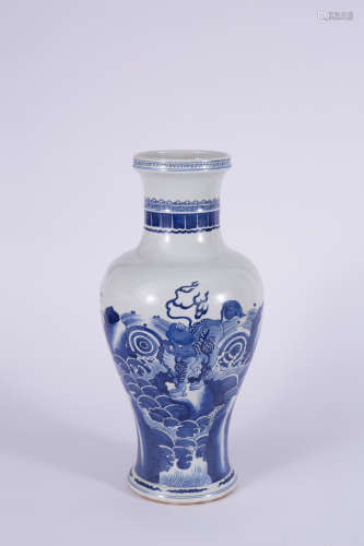 A Blue and White Kylin Guanyin-Form Vase