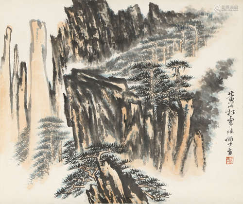 A Chinese Landscape Painting Scroll, Lu Yanshao Mark