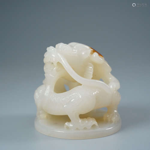 A Carved White Jade Finial