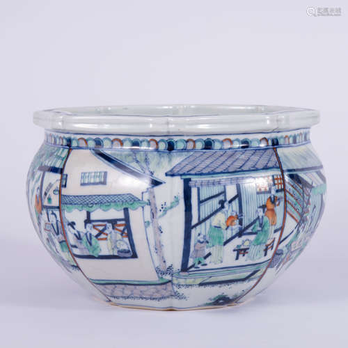 A Blue and White Figure Jar