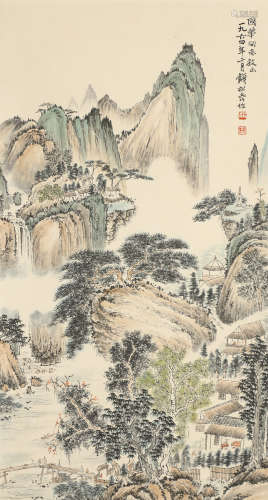 A Chinese Landscape Painting Scroll, Qian Songyan Mark