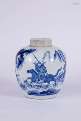 A Blue and White Figure Jar