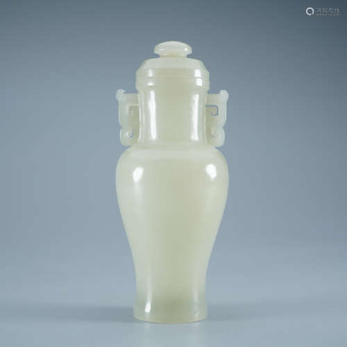 A Carved White Jade Vase