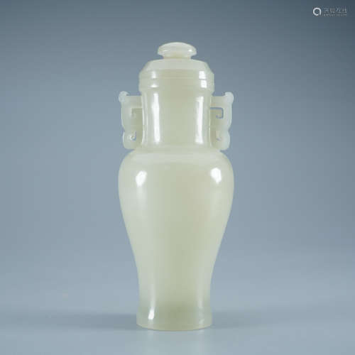 A Carved White Jade Vase