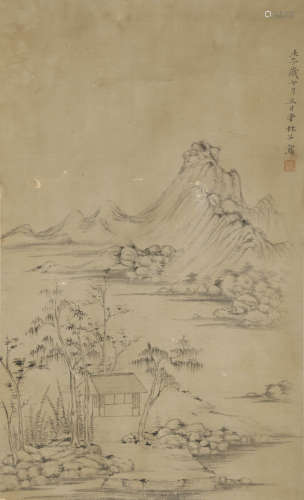 A Chinese Landscape Painting Scroll, Yun Linzi Mark