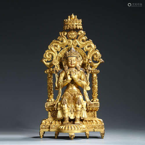 A Gilt Bronze Figure of Manjushri