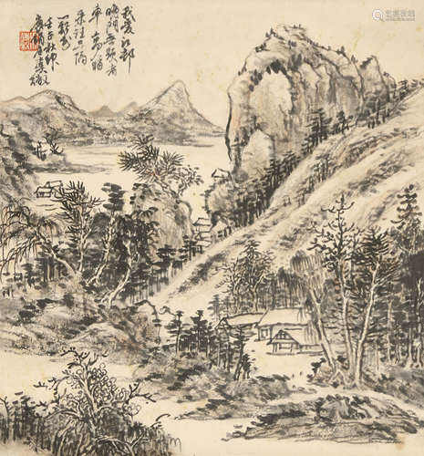 A Chinese Landscape Painting Scroll, Wu Daiqiu Mark