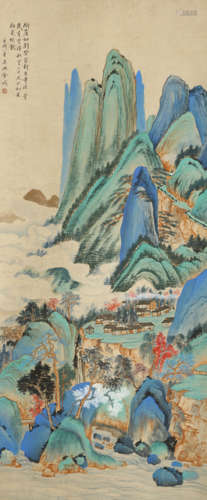 A Chinese Landscape Painting Scroll, Jin Cheng Mark