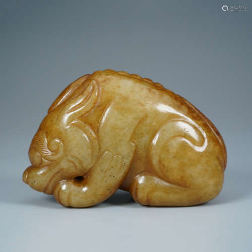 A Carved Buff Jade Mythical Beast