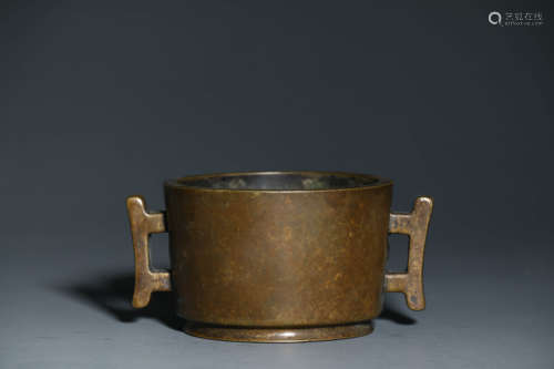 A Bronze Double-Eared Censer