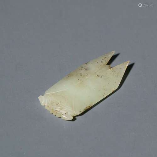 A Carved White Jade Cicada