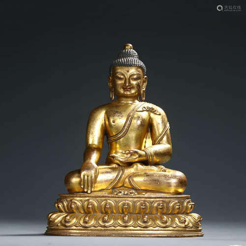 A Gilt Bronze Figure of Shakyamuni