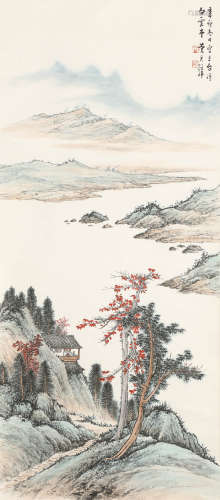 A Chinese Landscape Painting Scroll, Huang Junbi Mark