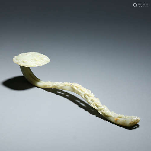 A Carved Jade Ruyi Scepter