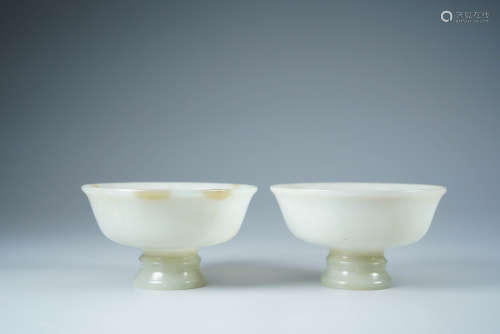 A Pair of White Jade Tea Cups