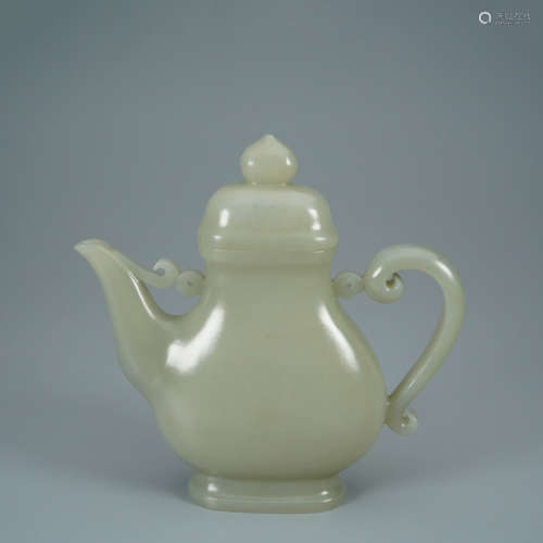 A Carved Celadon Jade Ewer