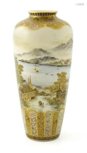 A Japanese satsuma ware baluster vase by