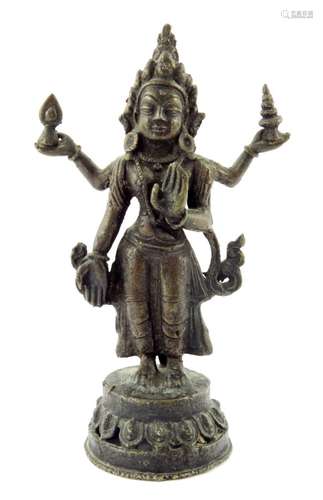 A cast bronze figure of Vishnu, modelled